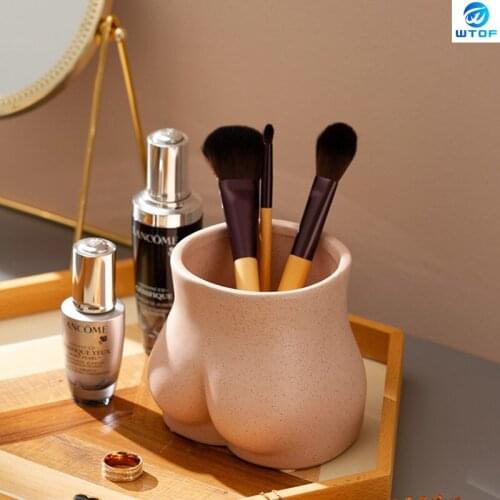 Creative Pink Ass Chest Makeup Brush Storage Bucket Pen Holder Human Body Decoration Desktop Dried Flower Vase Home Decoration