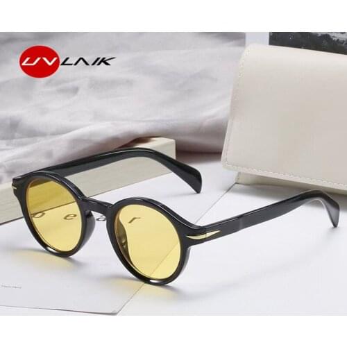 UVLAIK Round Glasses Women Men Rivet Small Frame Retro Style Trendy Sunglasses Female Avocado Green Sunglass Male Colorful UV400