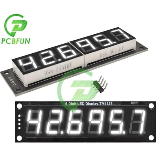 0.56 inch TM1637 6 Bit 7 Segment Digital Tube Module White Display 6 Digit LED Display Module 2 pins Digital I/O For Arduino 5V