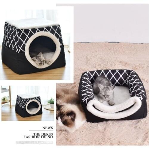 Pet bed for Cats Dogs Soft Nest Kennel Bed Cave House Sleeping Bag Mat Pad Tent Pets Winter Warm Cozy Beds 2 Size L XL 2 Colors