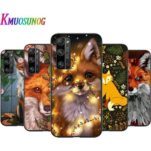 Cute Animal Fox For Huawei Honor 10 20 30 10i 20i 30i 10X V20 V30 20S 30S 30i X10 Pro Plus Lite Black Soft Phone Case