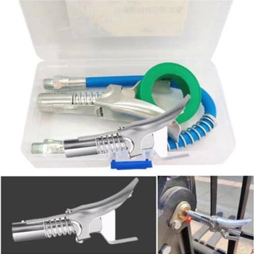 Grease Gun Adapter Hose Kit Gun Lock Grease Coupler Quick Release Lock On Coupling End 1/8” NPT SAE & Metric Zerk Fitting