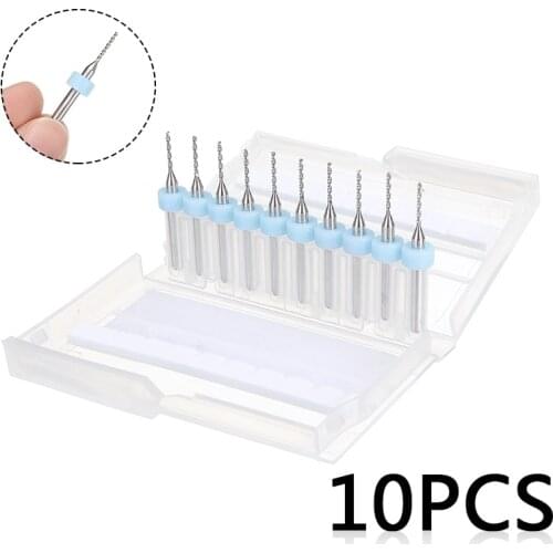 10Pcs 1mm 3.175mm Shank End Mill Set Carbide Blade Engraving Cutter CNC Bits For Drilling Printed Circuit Board PCB Drill Bit