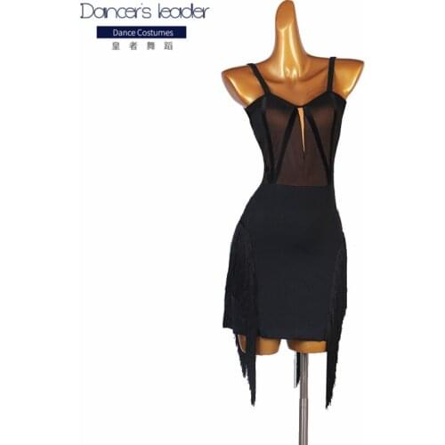 2020 New sexy sling latin dance dress practice clothes standard backless latin dance tassel style Rumba chacha dance dress