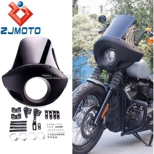 Racing Motorcycle 5-3/4″ Headlight Fairing Windshield Wind Screen For Harley Sportster Bobber Touring Dyna FXDL FXDF FXDB