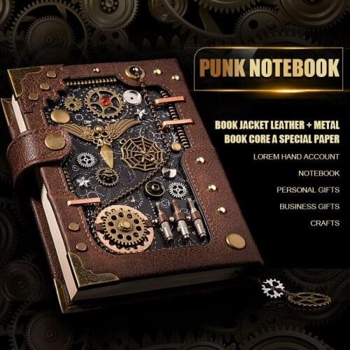 Personalized Creative Notebook European Retro Notebook Handbook Loose-leaf Retro Handbook Notepad Steampunk Leather Notepad