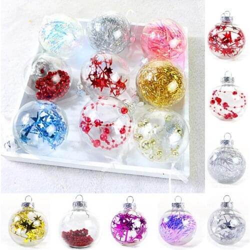 6/7/8cm Transparent Christmas Tree Hanging Ball DIY Clear Plastic Ball Xmas Pendant Ornament Home Decoration Wedding Party Decor