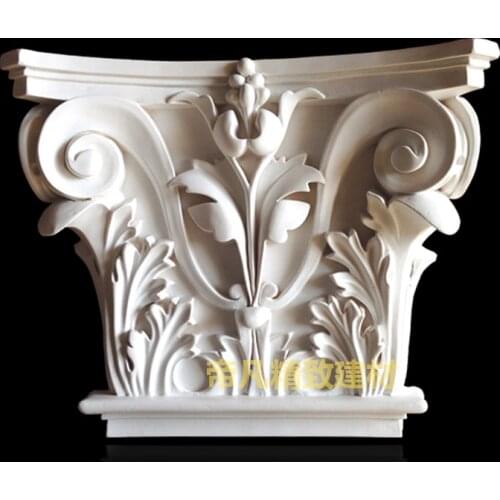 Polyurethane Flat Roman Columns Caps Pillars Capitals Wall Cornice Moulding European Style Decoration Elements Components