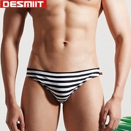 Striped Sexy Mens Swim Briefs Desmiit Swimwear Men Swimming Trunks Gay Shorts Bikini Swimsuit Man Beach Wear Bathing Suit sunga