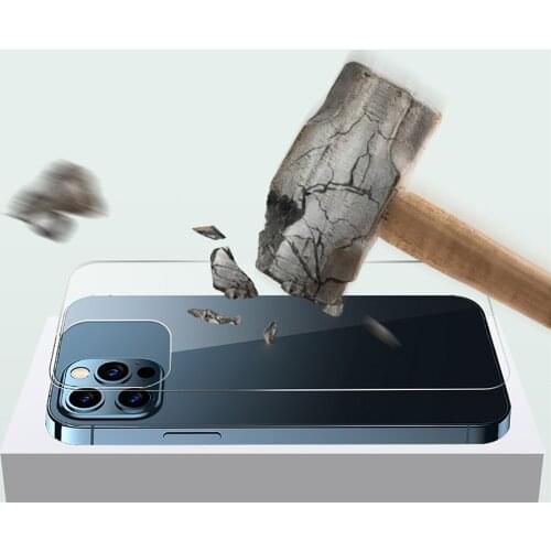 Anti-fall Back Protective Glass Film for iPhone 12 Pro Max 6.7 / 6.1 Smartphone Clear Rear Tempered Film Full Screen Protector