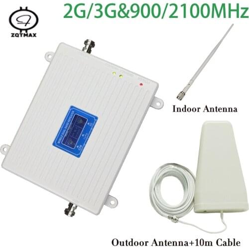 ZQTMAX 2g 3G repeater 900 2100 dual band signal booster GSM mobile phone repeater WCDMA 3G booster 900 2100 signal amplifier