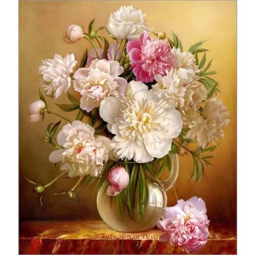 Needlework for embroidery crafts DIY DMC Color High Quality - Counted Cross Stitch Kits 14 ct Oil painting - Peony Bouquet