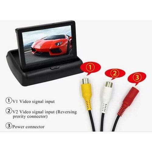 4.3 inch Foldable TFT LCD Monitor 2 VA Video Input 480*234 resolution Rear View CCD Camera Reverse Backup Color camera