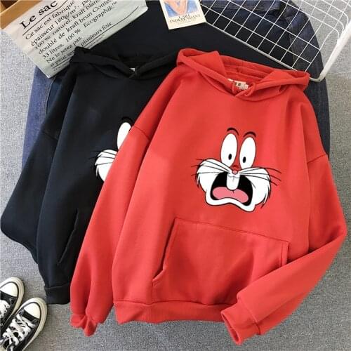 2021 Harajuku Sweatshirt Cute Cartoon Graphic Print Ladies Hoodie Kpop Fashion Street Hoodies Women Pullover Pink Vintage