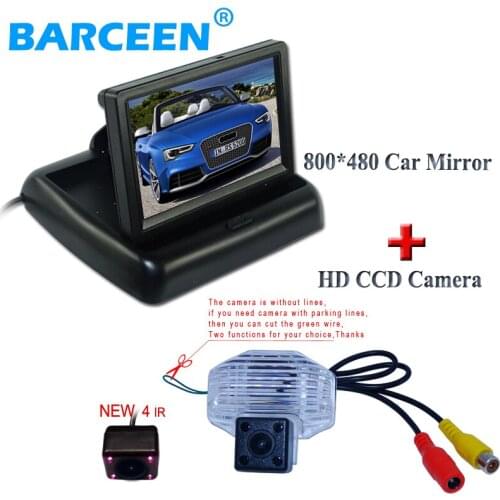 4.3" Foldable car rear monitor universal+car reversing camera 170 wide viewing angle and 4 led fit fot Toyota Corolla