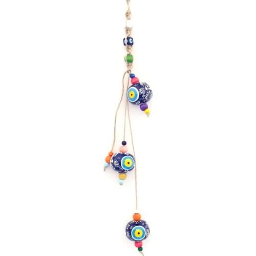 Embroidered Evil Eye Beaded Ceramic Ball Wall Decor
