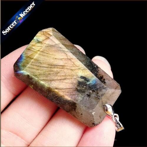 High Quality Big Natural Blue Flash Labradorite Stone Beads Pendants Necklaces Wholesale Bijoux Necklace For Mens Jewelry SS521
