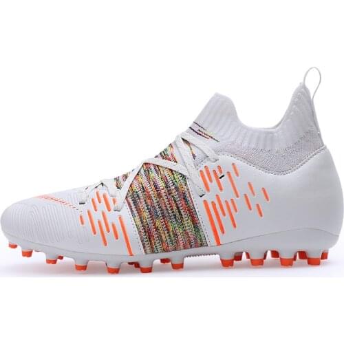 Adults Kids Football Boots Outdoor Training Soccer Shoes High Ankle Waterproof Soccer Cleats Breathable Cushioning Sneakers