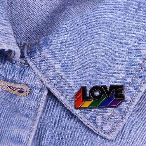 LOVE Rainbow Enamel Pin Badge Enamel Brooches Women Men Lapel Pin Hat Badge Cartoon Cute Metal Figure Gift