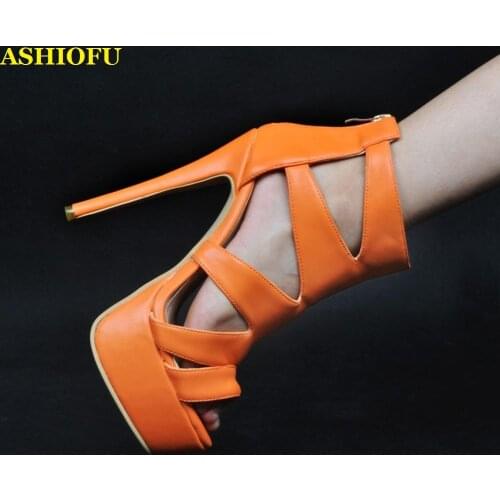 ASHIOFU Hot Sale Real Photos Womens High Heel Sandals Sexy Platform Party Summer Shoes Peep-toe Evening Club Fashion Sandals