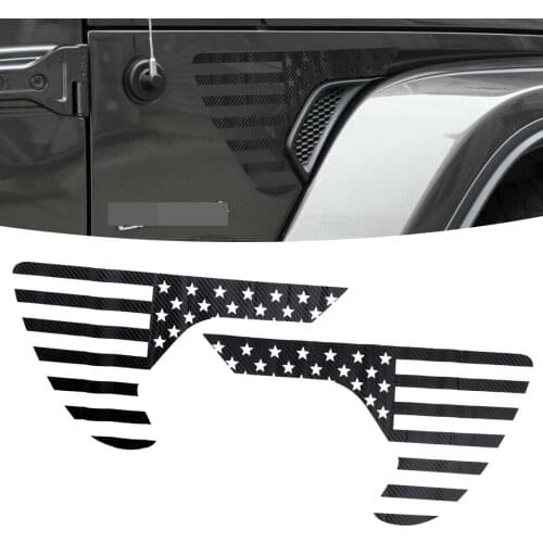 1 Pair Car Fender Vent Flag Decal Stickers Carbon Fiber Style Plastic Fit For Jeep Wrangler JL JT Gladiator 2018 2019 2020