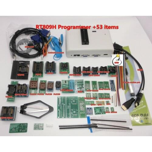 100% Original RT809H EMMC-Nand FLASH Programmer +53 Items +TSOP56 TSOP48 SOP8 TSOP28 EDID Cable VGA to HDMI + SOP8 Test Clip