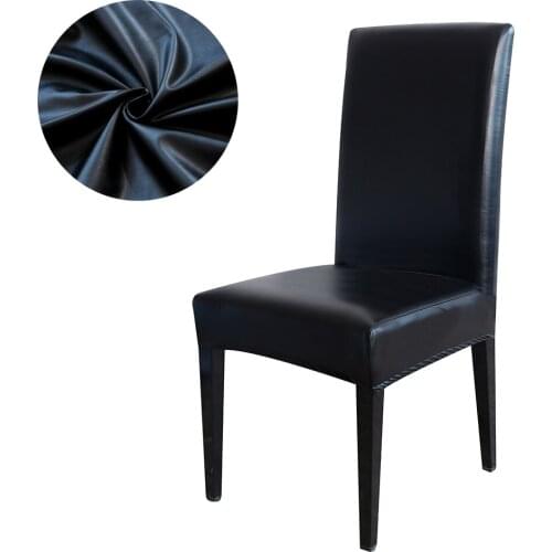 12/4/6Pcs Waterproof Chair Cover PU Leather Dining Chair Covers Elastic Chair Protector Stretch Seat Case For Home Decoration