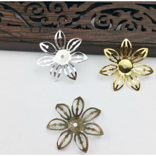 20pcs 27mm Filigree flower Wraps Metal Charms For Embellishment Scrapbook DIY Jewelry Metal Craft cosplay accessories