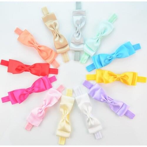 25pcs/lot Elastic Headband with Satin Silk Bow Cheap Headband Girl Hair Accessories Cheap Headband Girl Headwear FDA130