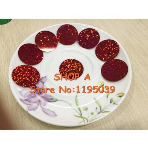 360pcs Large Round Sequins 20mm PVC Sequin Flat Round Paillette Hologram Sequins Decoration Side Hole Laser Red Confetti
