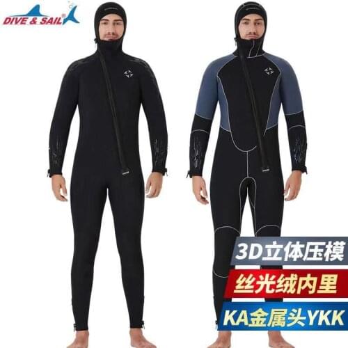 5MM Neoprene Snokeling Diving Suit UPF 50+ Protection Full Body One Piece Long Sleeve Freediving Spearfishing Hooded Wetsuit