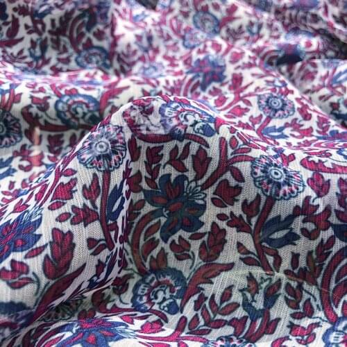 50x145cm French C brand show fashion printed polyester chiffon fabric summer thin soft shirt ladies dress fabric cloth
