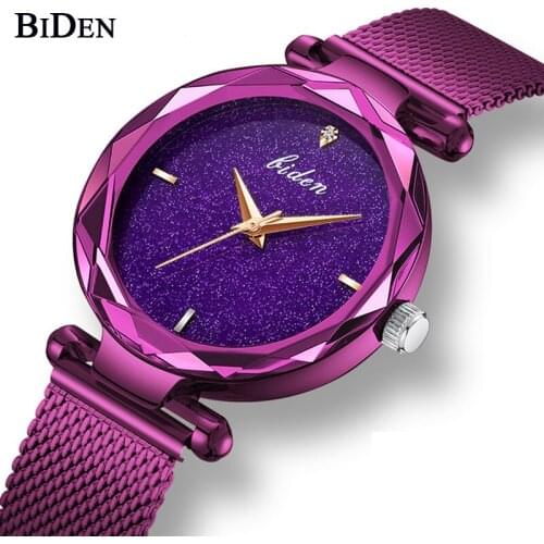 BIDEN Women Watches Fashion Starry sky Rhinestones Japan Quartz Wristwatch For Ladies Dress Analog Bracelet Relogio Feminino