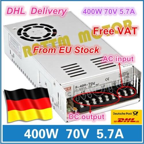DE ship 400W 70V Switch DC Power supply S-400-70 5.7A Single Output for CNC Router Foaming Mill Cut Laser Engraver Plasma