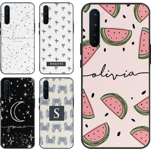 Custom Initials Name Space Palm Trees Cover For Oneplus 9 Pro 7 8 T Nord 9R Case For OPPO Realme 8 Pro 6 7 Q3 Pro GT Neo C3 C15