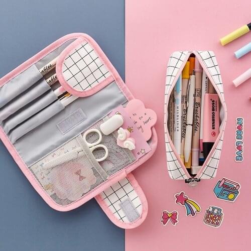 Large-capacity pencil case Simple multifunctional pencil case with buckle dual-use pencil case Student pencil case for school