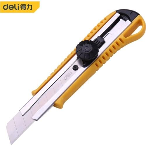 Deli Cutter Utility Knife Sharp Auto Lock Replaceable Blade Small Knife Paper Cutter Office School Supplies Pocket Knife 1Pcs