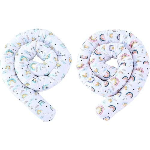 Baby Bed Bumper for Newborns Baby Room Decoration Thick Soft Crib Protector for Kids Cot Cushion with Cotton Cover Detachable