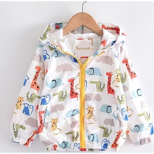Kids Boys Active Jackets Casual Zipper Coats 2021 New Cartoon Animal Print Clothing 2-7T Boys Costume Cute Outerwear