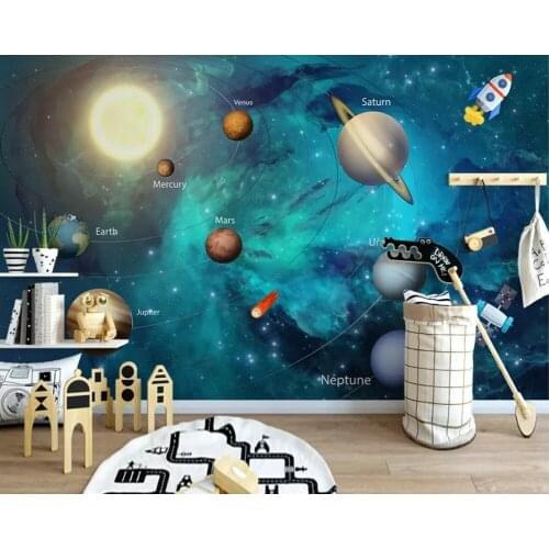 Cartoon space universe childrens wallpaper papel de parede,living room TV wall kids'room restaurant bar custom 3d mural