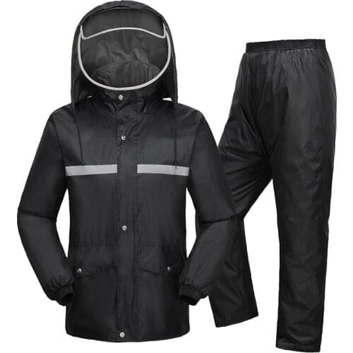 Rain Coat Hood Poncho Night Reflection PVC Double Thick Set Raincoat Waterproof Outdoor Windbreak Raincoat Rain Pants Suit