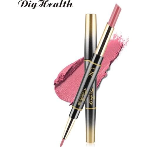 Double-end Matte Lipstick Long Lasting Waterproof Rotating Lip Liner Red Rose Makeup Lipstick Set Cosmetics