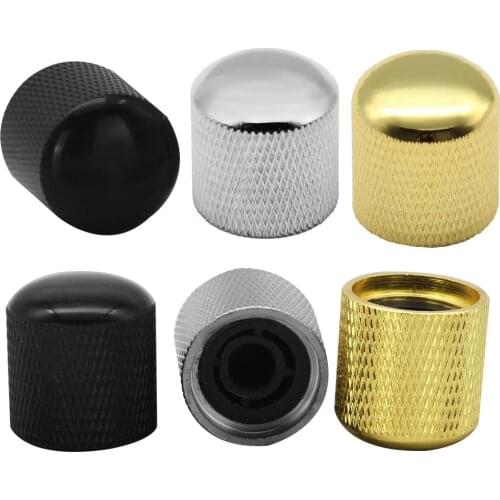 FLEOR 2PCS Dome Knurled Metal Guitar Knobs 6mm For Electric Guitar Volume Tone Control