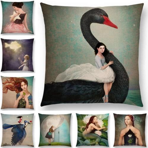Hot Sale Elegant Lady Lovely Girls Shakespeare Opera Classical Painting Magical Mind Imagination Cushion Cover Sofa Pillow Case