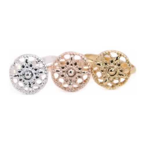 Classic Round Flower Ring Simple Circular pattern style Hand-welded Copper Ring Design Environmental Protection Material