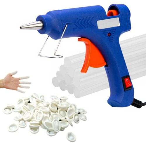 100W Hot Melt GLue Gun With 11*160mm Sticks and Disposable Latex Finger Cots Mini Practical Repair Tool