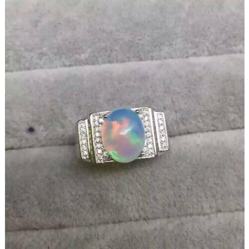 Natural Transparent opa stone Ring Natural gemstone Ring S925 sterling silver trendy Luxury big heavy women girl gift Jewelry