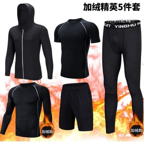 3/5-Piece Sets Compression Suits Mens Winter Jogging Thermal Underwear Training Gym Fitness Tracksuits Running Sportswear 2021