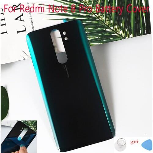 Housing For Xiaomi Redmi Note 8 Pro Battery Back Cover Glass Panel Rear Cover Door Note8 pro Repair Spare Parts + Sticker Glue