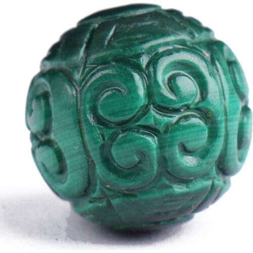 Malachite round carved green 10/12/14/16mm for DIY jewelry making loose beadsFPPJ wholesale nature gemstone